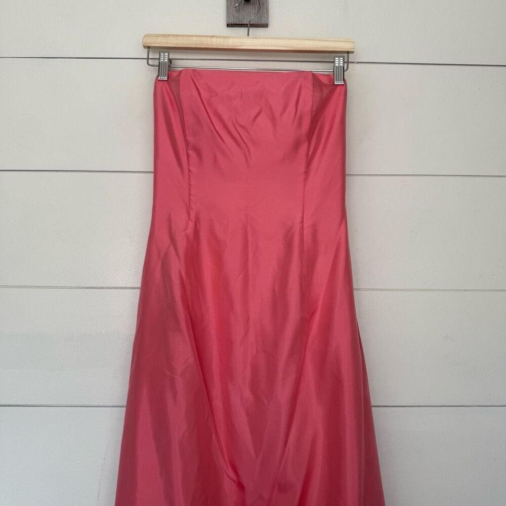 1980s Vintage Jessica McClintock Women’s 10 Pink Strapless Prom Dress